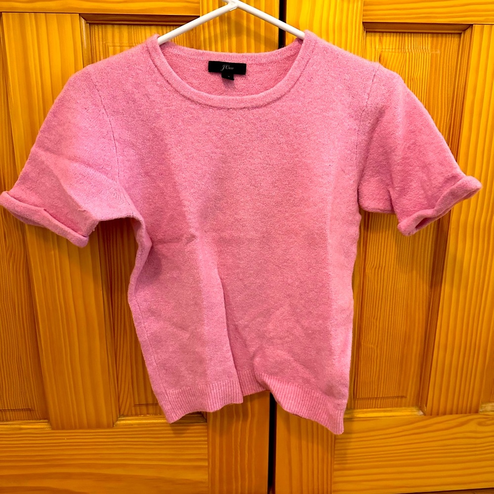 J.Crew Pink Short Sleeve Wool Sweater